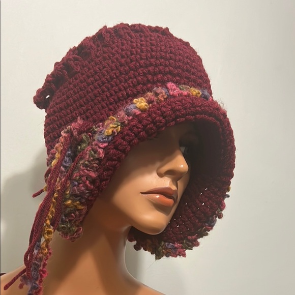 Handcrafted Burgundy Crochet Hat main image 9